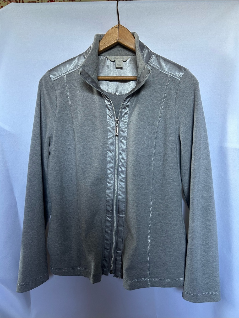 Laura Ashley Silver-Trim Grey Zip Jacket
